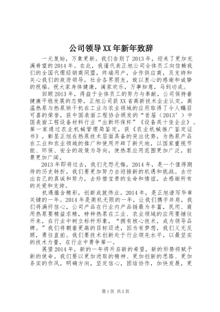 公司领导XX年新年致辞