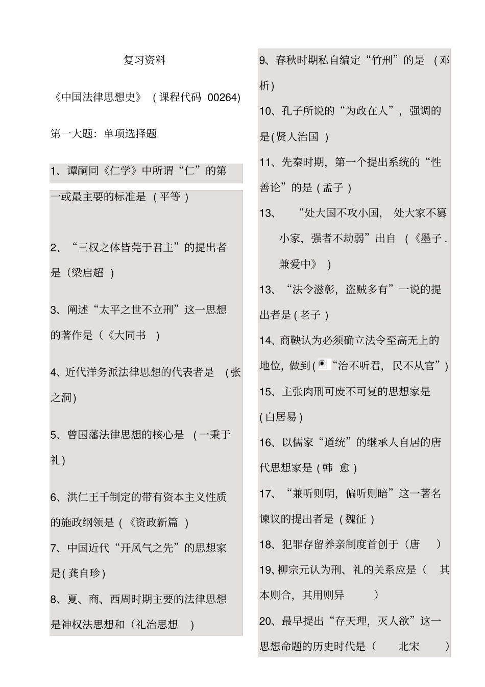 中国法律思想史复习资料_第1页