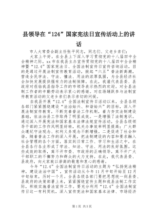 县领导在“124”国家宪法日宣传活动上的讲话