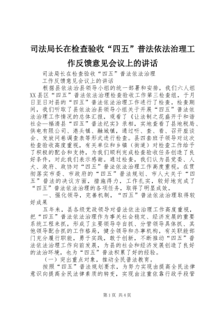 司法局长在检查验收“四五”普法依法治理工作反馈意见会议上的讲话