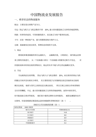 中国物流业发展报告
