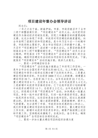 项目建设年督办会领导讲话