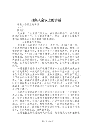 召集人会议上的讲话