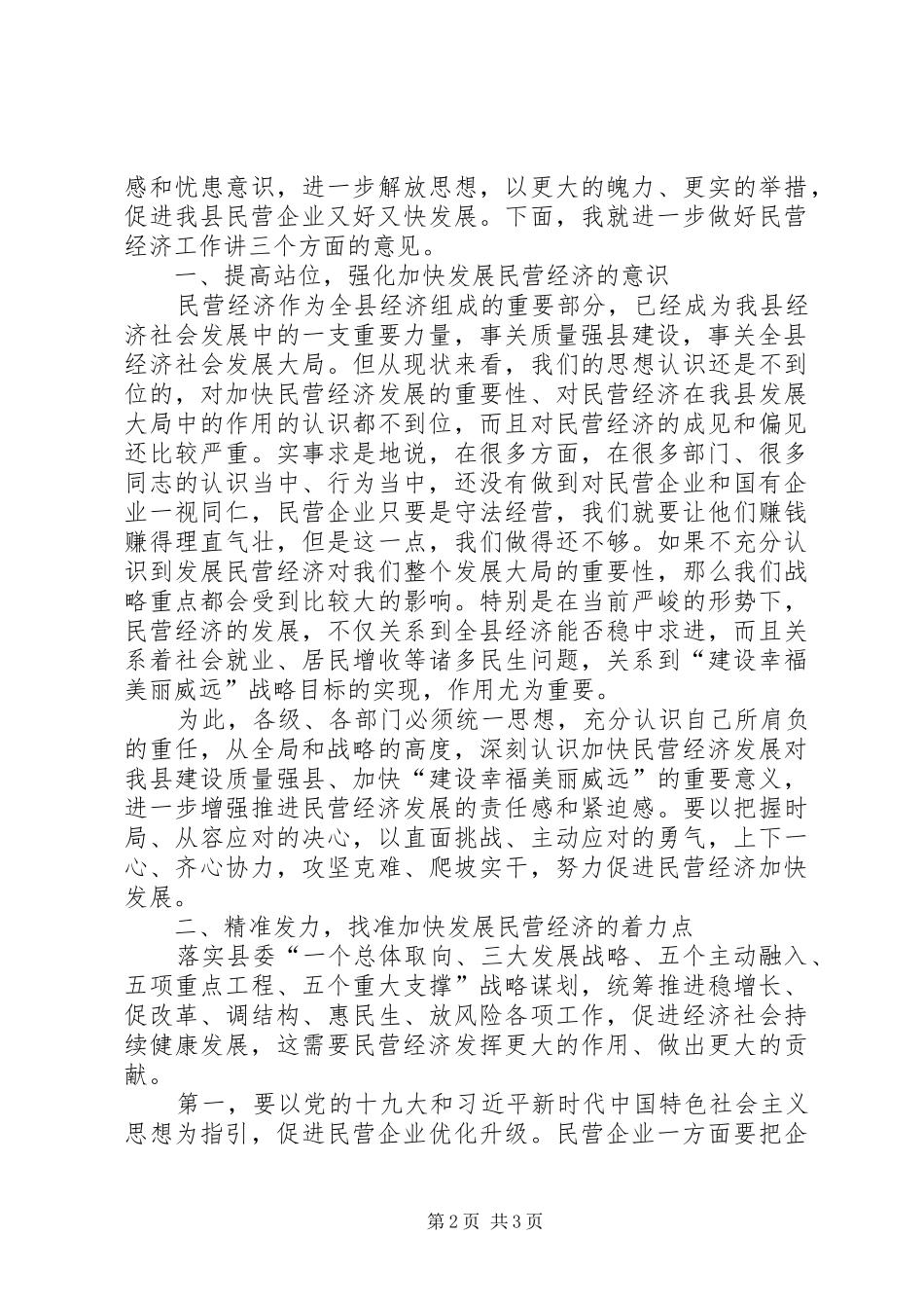 在全县民营经济工作领导小组协调会议上的讲话_第2页