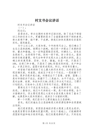村支书会议讲话