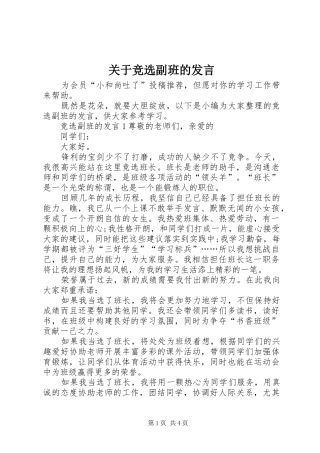 关于竞选副班的发言