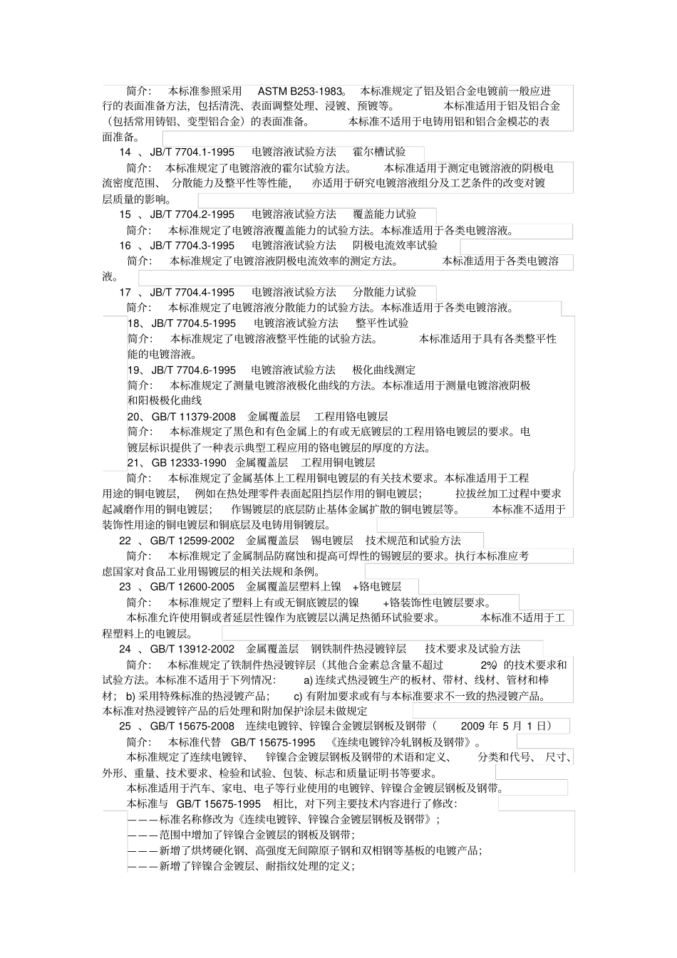 中国电镀标准一览表_第2页