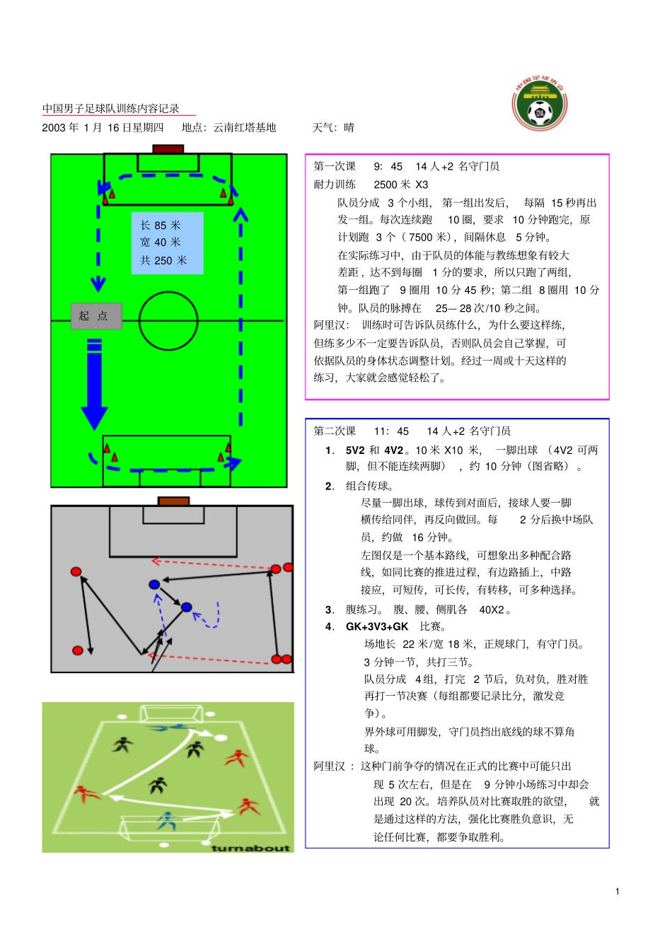 中国男子足球队训练内容记录剖析_第1页