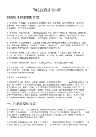 中国白酒分类基础知识重点讲义资料