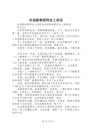 在迎新春团拜会上讲话