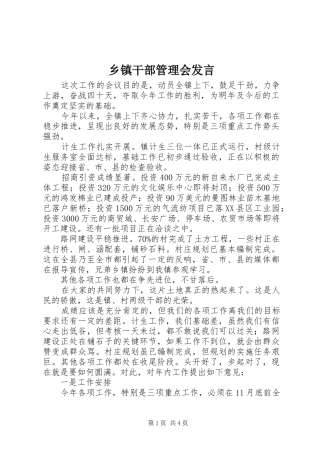 乡镇干部管理会发言
