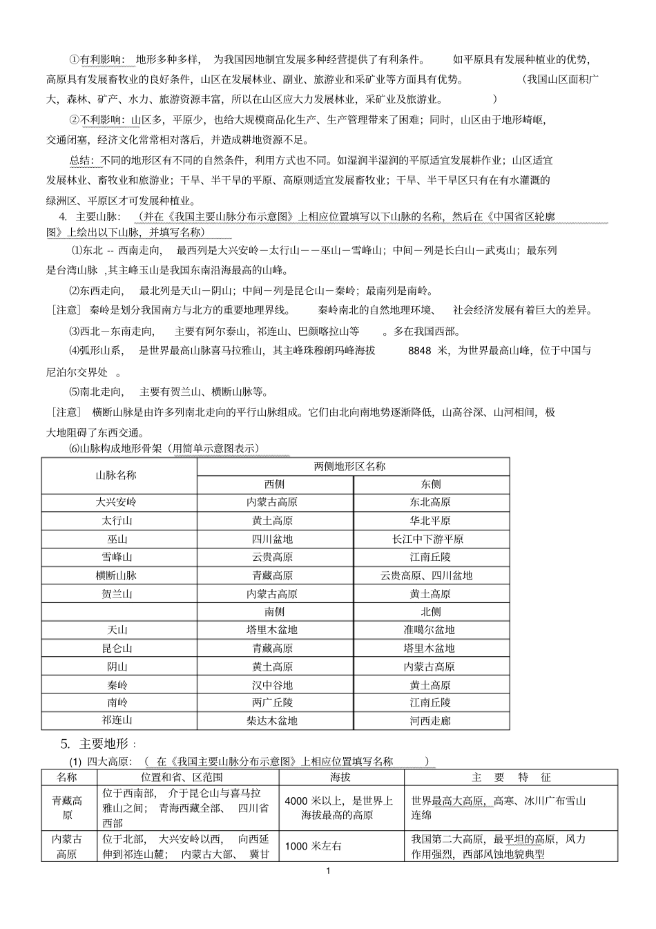 中国的地形学案教师用剖析_第1页