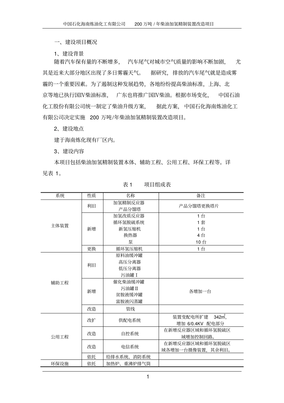 中国石化海南炼油化工有限公司200万吨年柴油加氢精制装置改造项目环境影响评价评价报告书简本_第2页