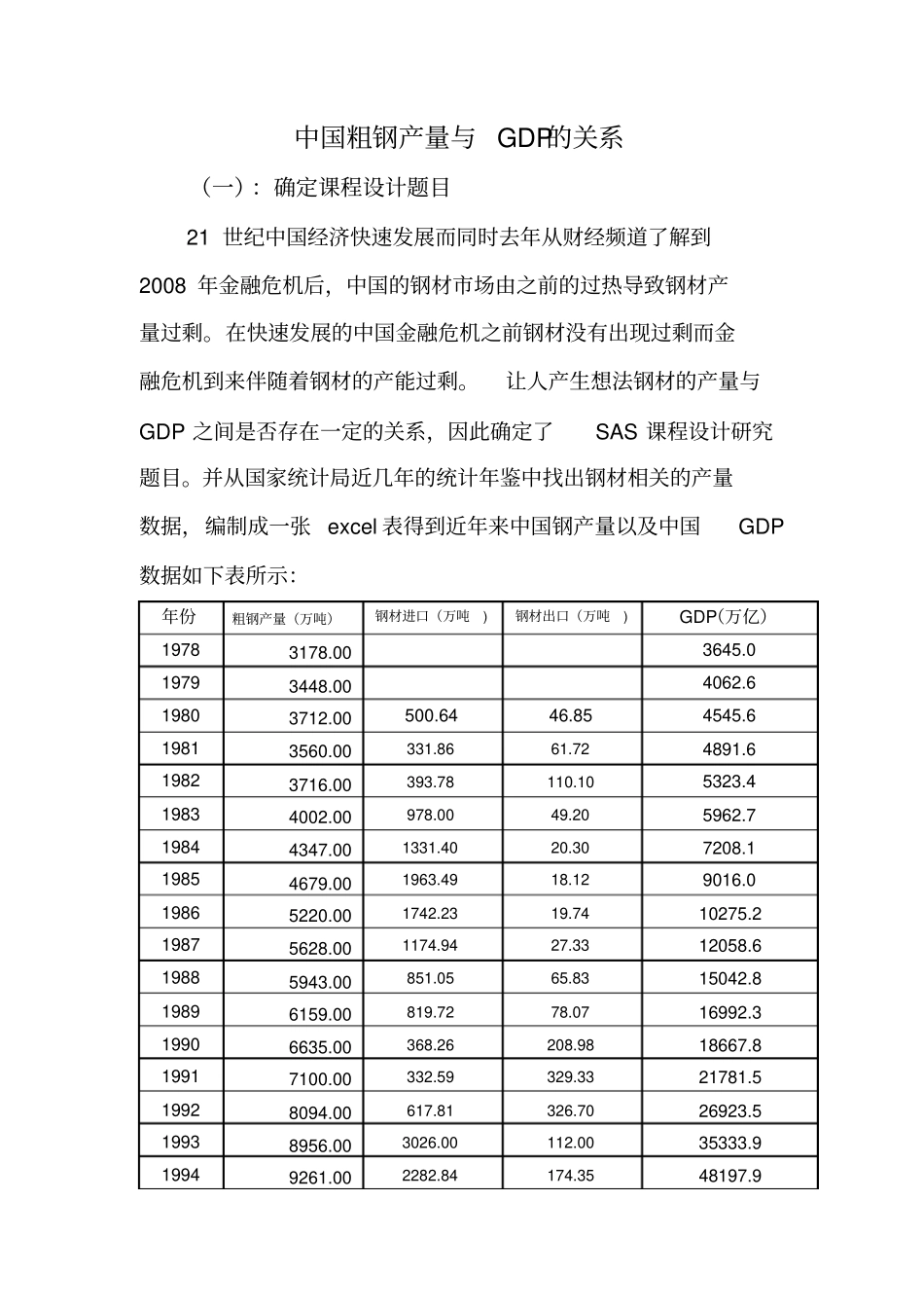 中国粗钢产量与GDP的关系汇总_第1页