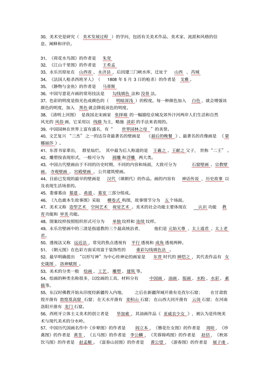 中国美术史填空题和外国史_第2页