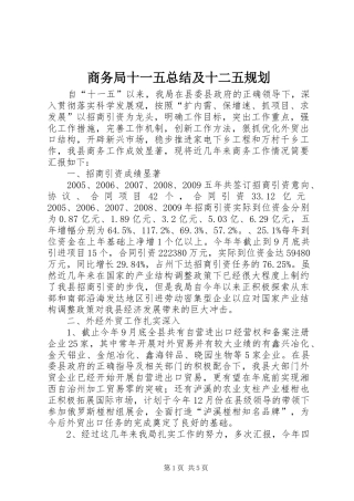 商务局十一五总结及十二五规划