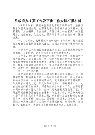 县政府办主要工作及下步工作安排汇报材料