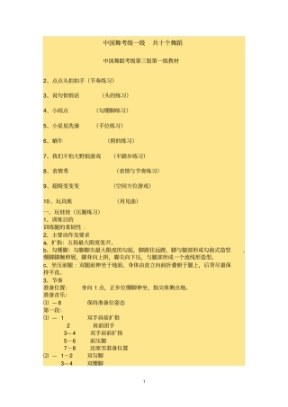 中国舞考级一级共十个舞蹈汇总