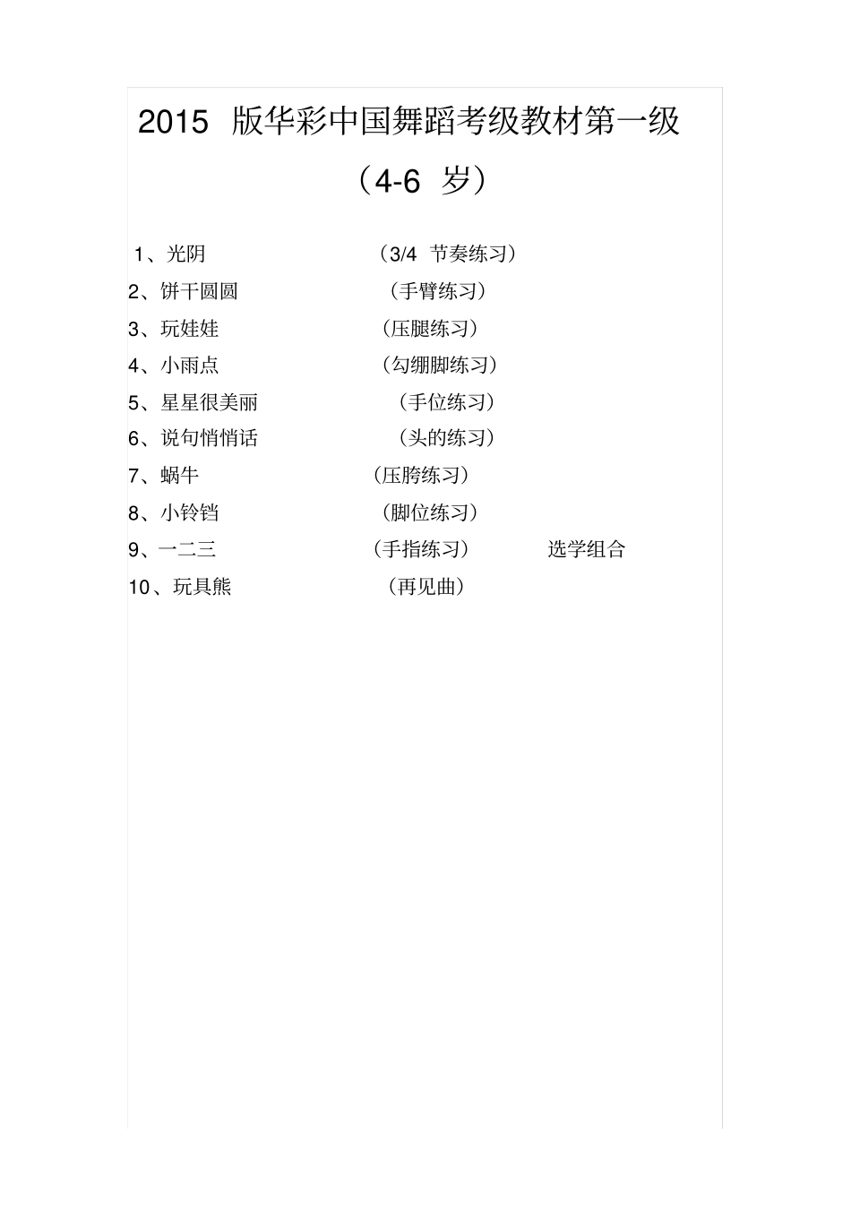 中国舞蹈家协会考级一级课程介绍汇总_第1页