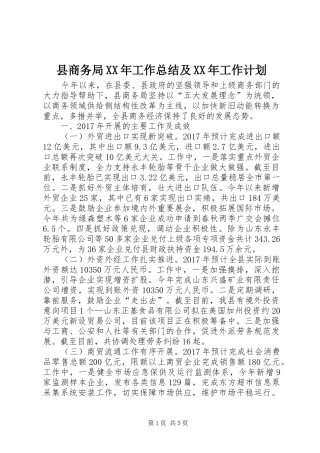 县商务局XX年工作总结及XX年工作计划_1