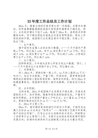 XX年度工作总结及工作计划