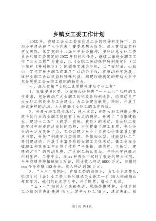 乡镇女工委工作计划