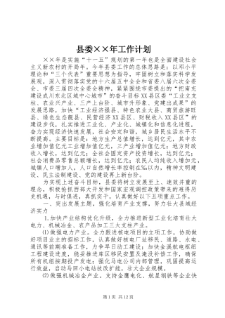 县委××年工作计划