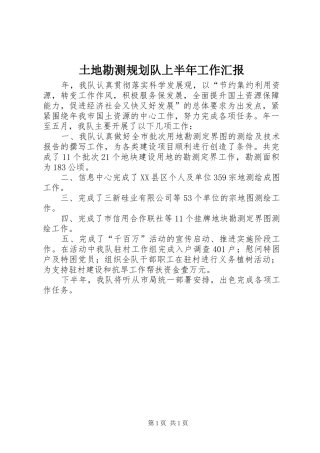 土地勘测规划队上半年工作汇报