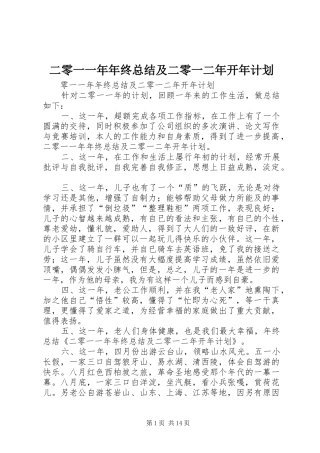 二零一一年年终总结及二零一二年开年计划