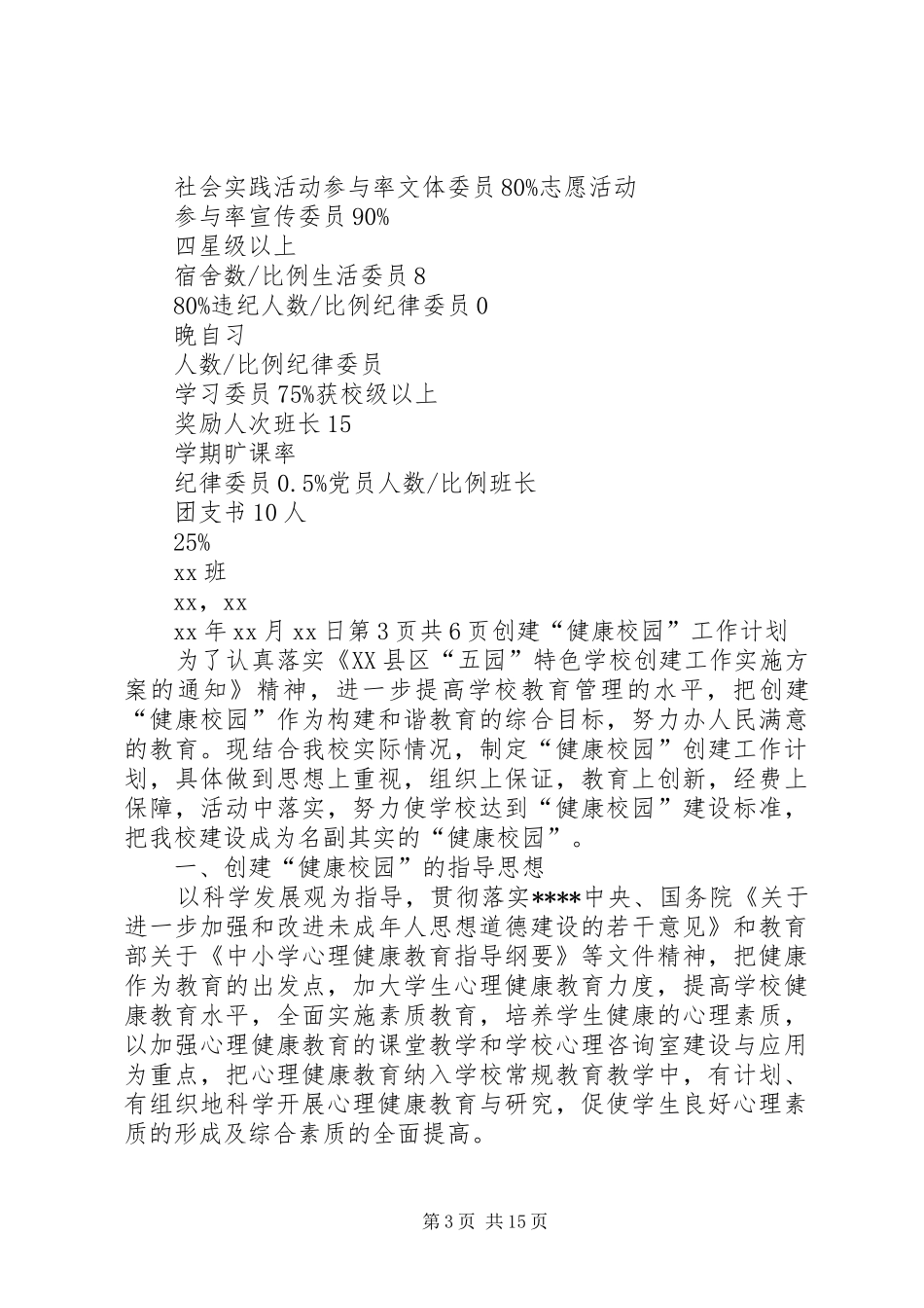 创建“优良学风班”的计划书与创建“健康校园”工作计划_第3页