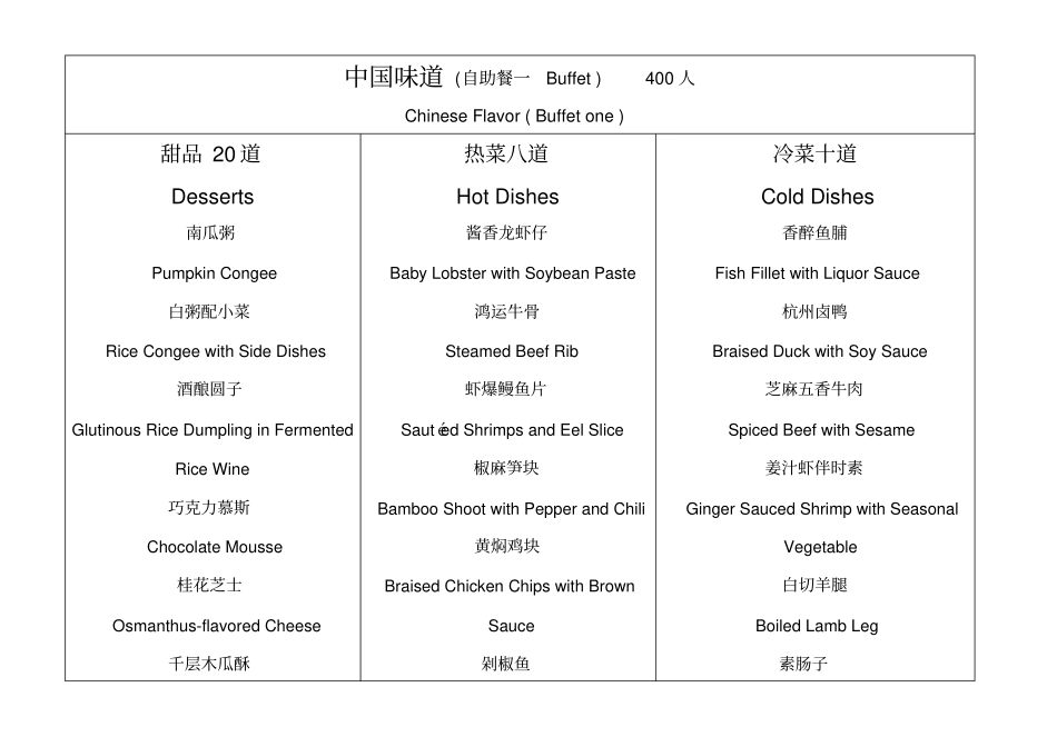 中国菜菜单中英对照翻译_第1页