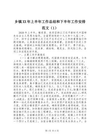 乡镇XX年上半年工作总结和下半年工作安排范文（1）