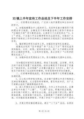 XX镇上半年宣传工作总结及下半年工作安排