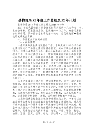 县物价局XX年度工作总结及XX年计划_1