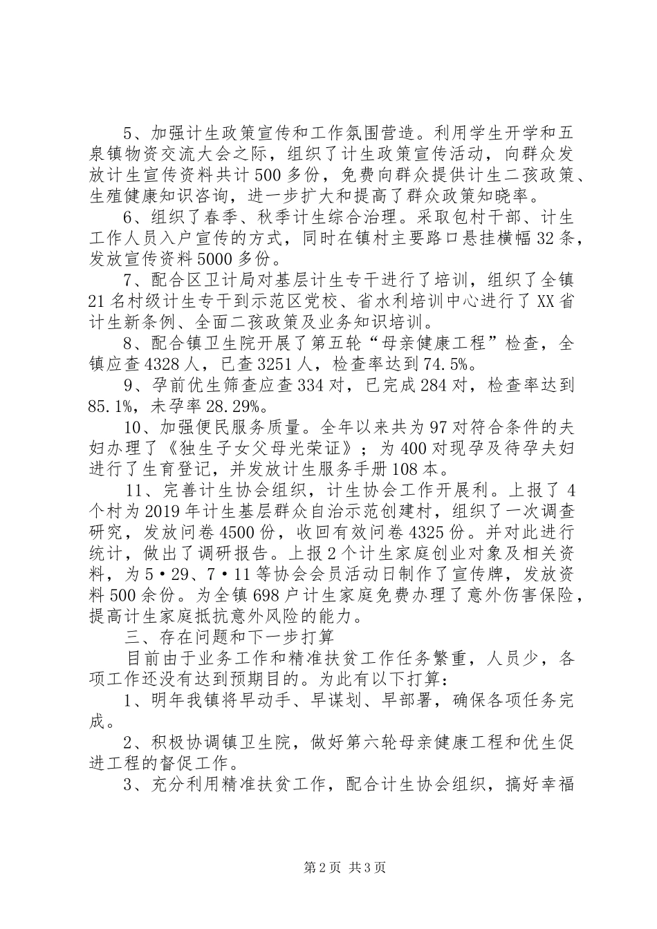 乡镇XX年人口和计划生育工作总结_第2页
