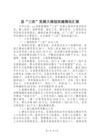 县“三农”发展大规划实施情况汇报