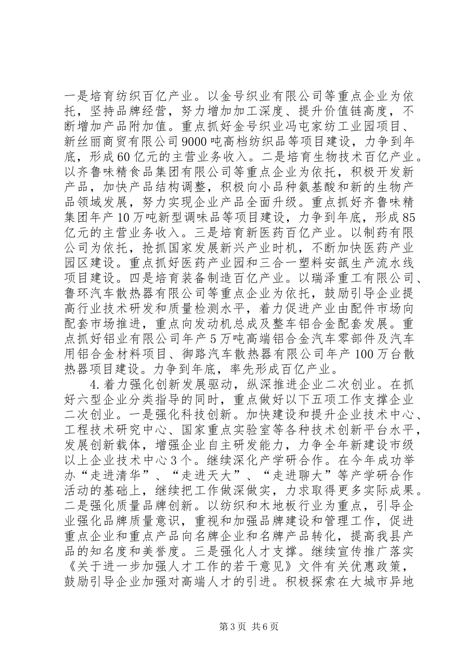 全县工业经济发展的工作计划范文_第3页