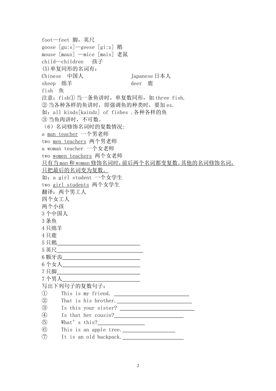 名词语法及练习_第2页