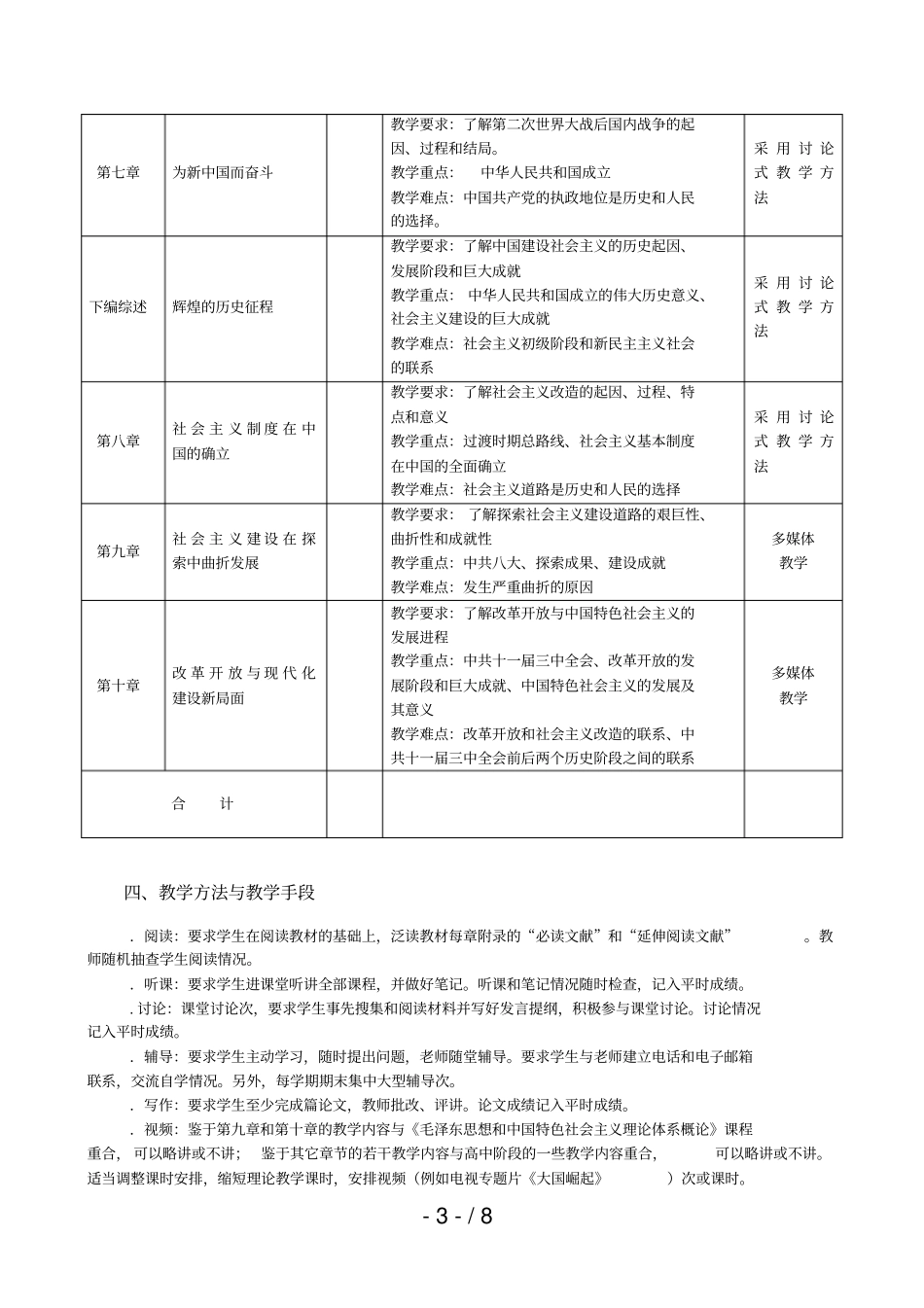 中国近现代史纲要理论课程教学大纲_第3页