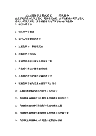 2011届化学方程式总汇