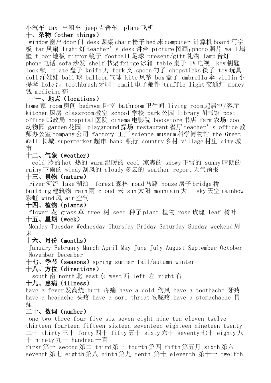 小学英语单词分类表 (2)_第2页
