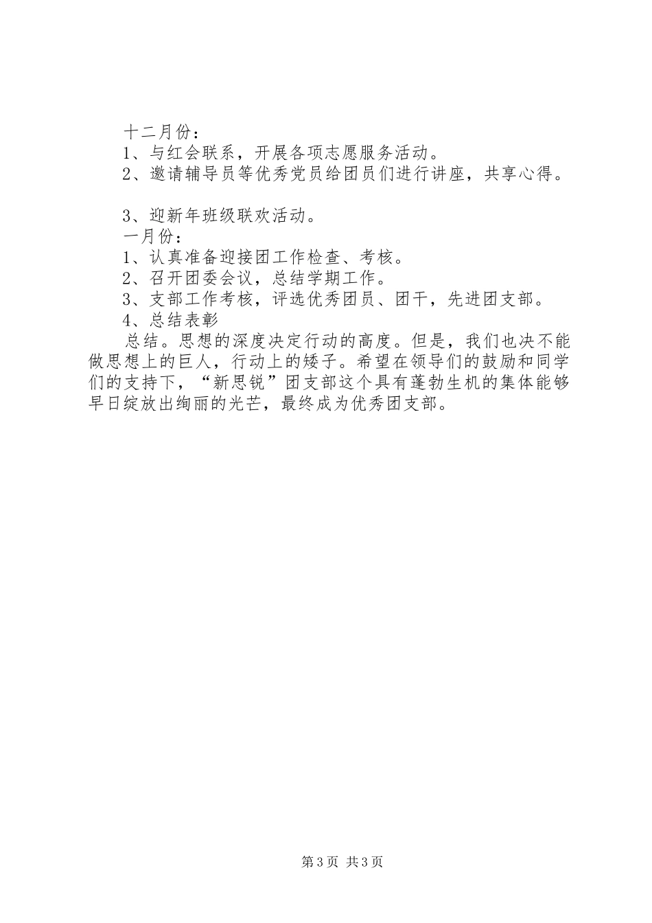 创建特色团支部工作计划_第3页