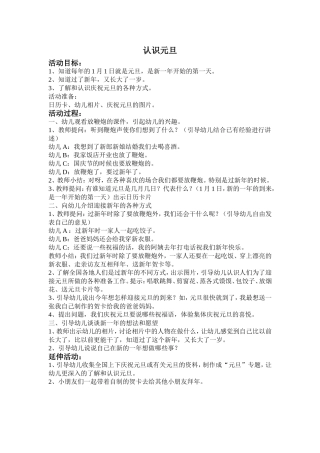 大班社会活动《认识元旦》教案