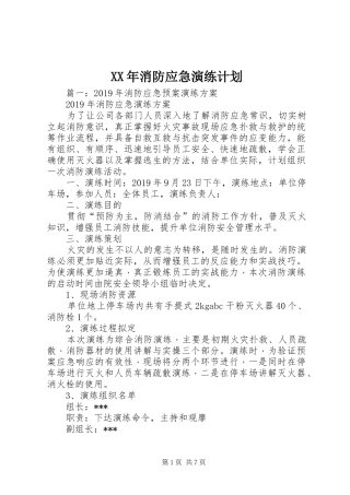 XX年消防应急演练计划