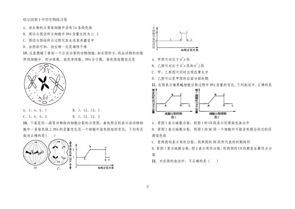 减数分裂和受精作用（习题）_第3页