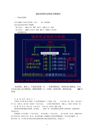 中国通和商城奖金制度