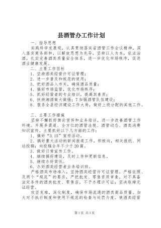 县酒管办工作计划