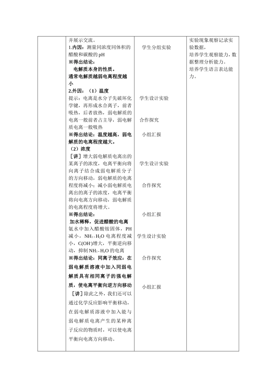 弱电解质的电离教学设计_第2页