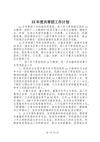 XX年度共青团工作计划