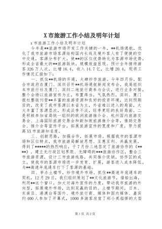 X市旅游工作小结及明年计划